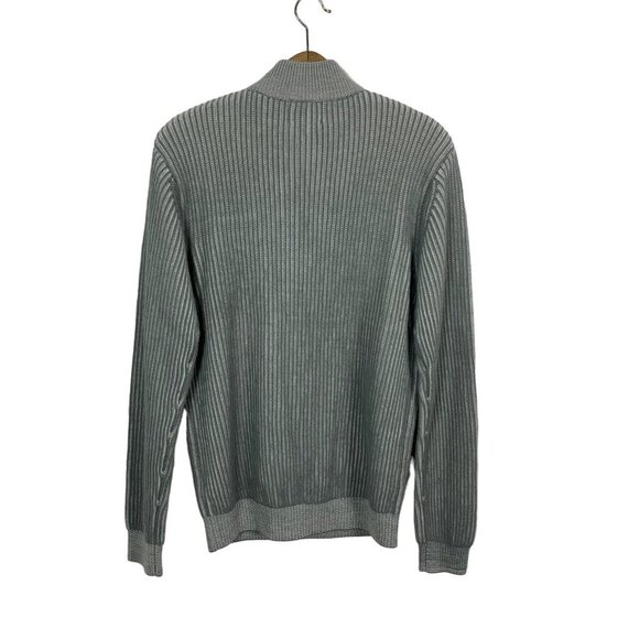 Topman Gray Ribbed Half Zip Sweater Pullover Long Sleeve Knit Large - Picture 3 of 5